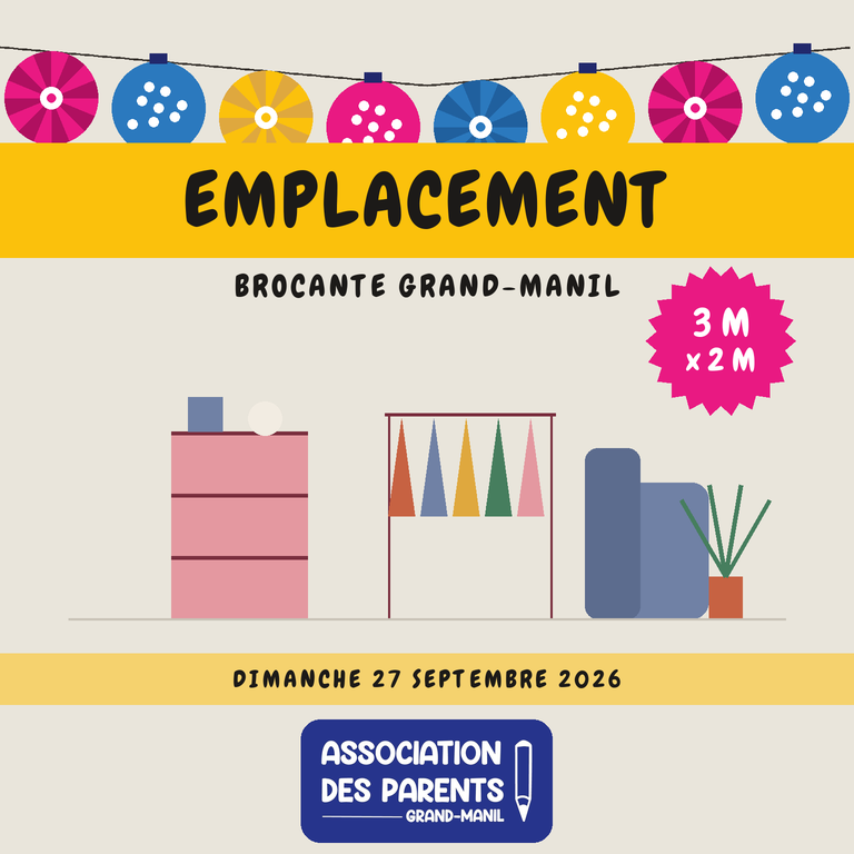Emplacement brocante - Grand-Manil 27/09/2026